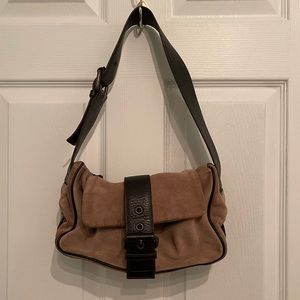 Max Mara Shoulder Buckle suede and leather bag y2k vintage
